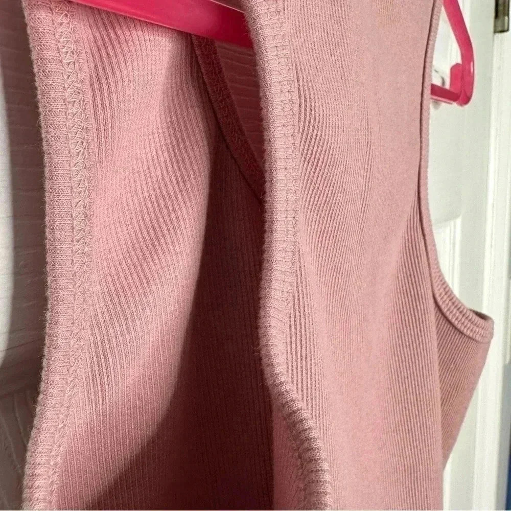 SWS Essentials Tank Top Cropped Ribbed Racerback  Pink Size Medium - Picture 13 of 16